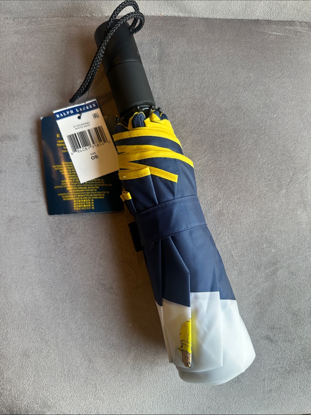 NWT Ralph Lauren Raincoat Polo Bear collapsable umbrella